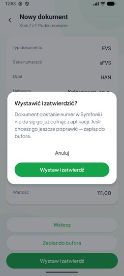 Pytanie o potwierdzenie wystawienia dokumentu